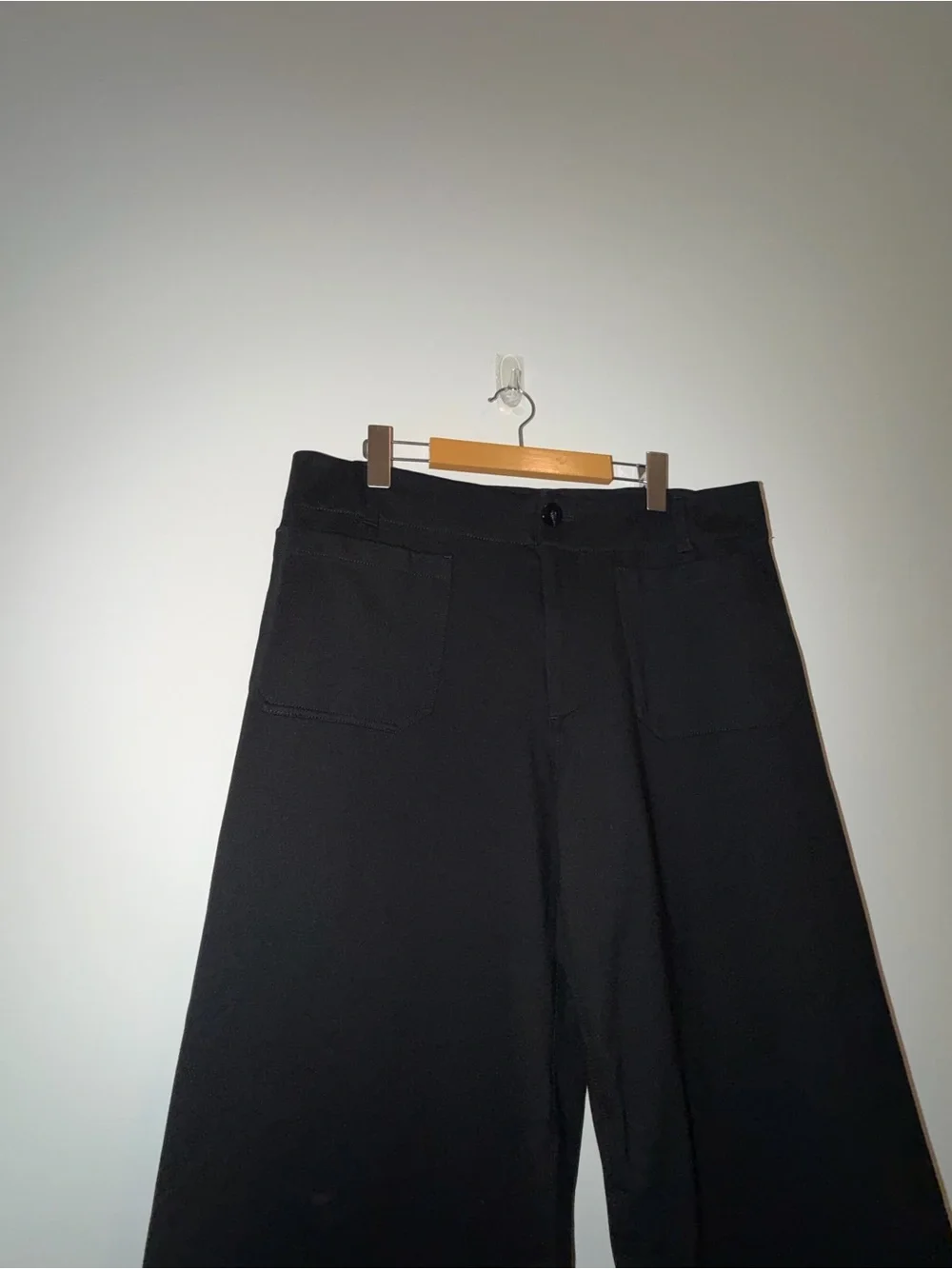Anthropologie Maeve Ponte wide leg Colette crop black 16 capri minimal neutral - Picture 4 of 10